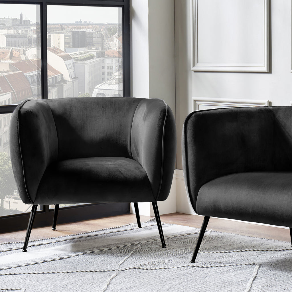 Black velvet chair with gold legs deals