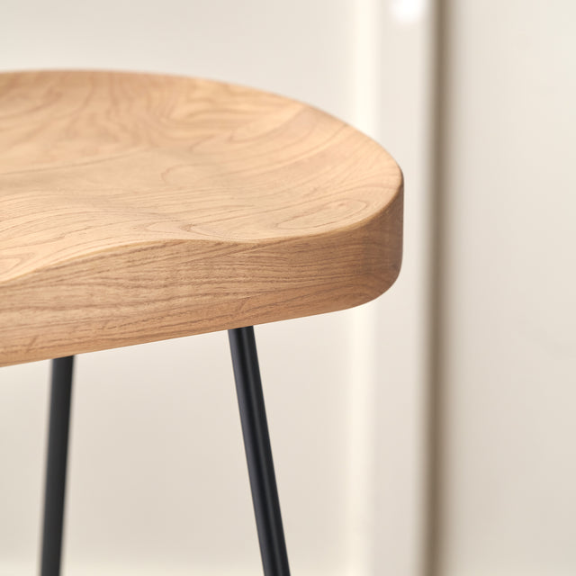 Lovissa Wood and Black Frame Bar Stool