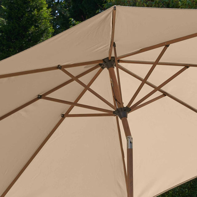 Platinum Riva Champagne and Teak 3m Round Parasol