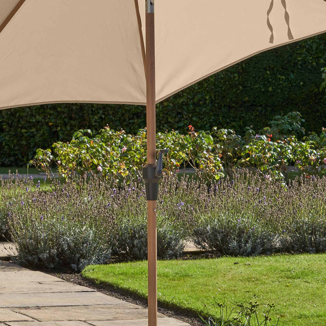 Platinum Riva Champagne and Teak 3m Round Parasol