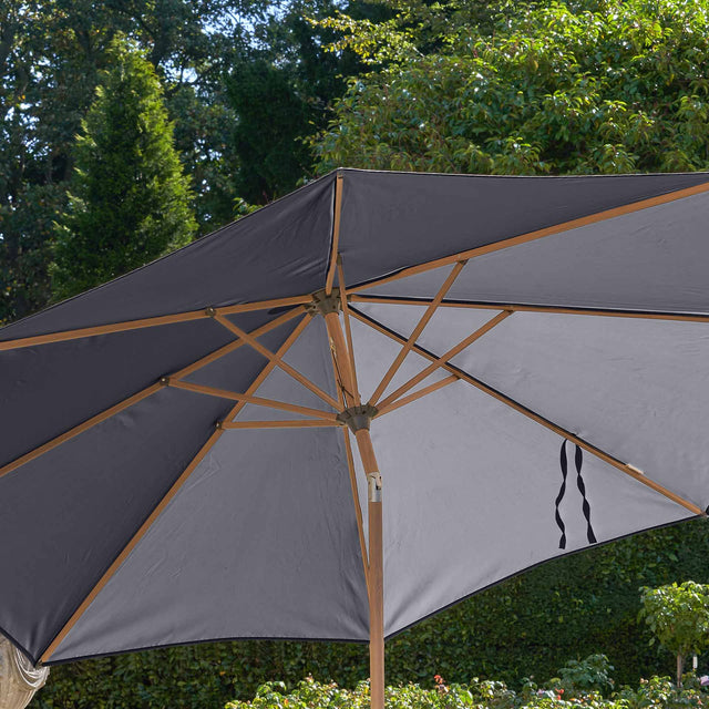 Platinum Riva Anthracite and Teak 3m Round Parasol