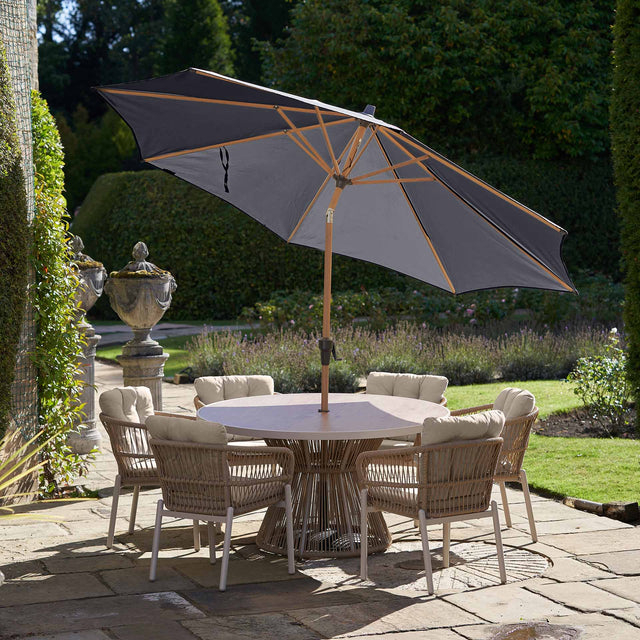 Platinum Riva Anthracite and Teak 3m Round Parasol