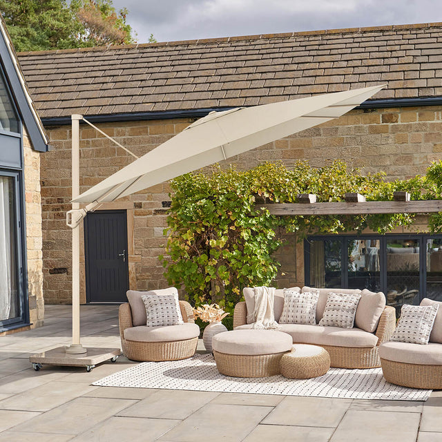 Platinum Challenger Premium 2.6m x 3.5m Champagne and Sandstone Rectangular Parasol
