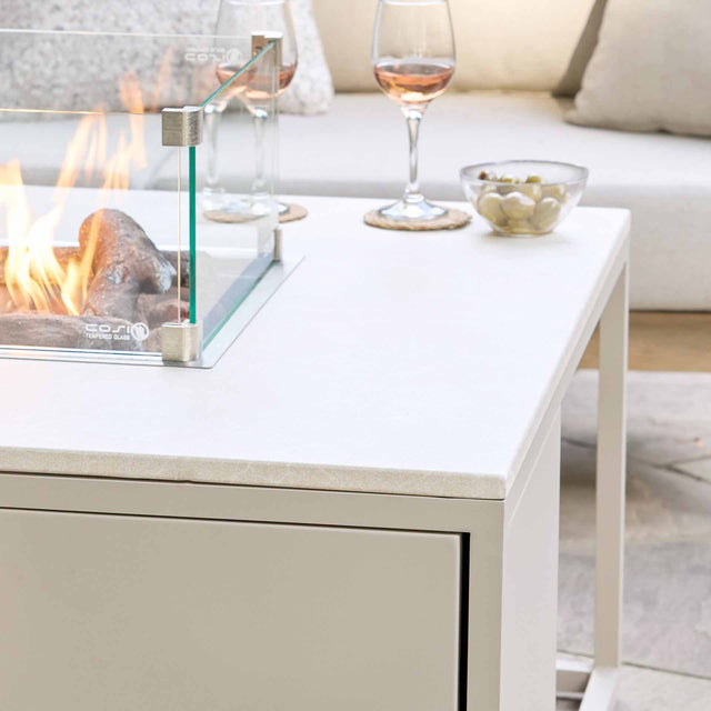 Cosiloft Sandy Beige Rectangle Fire Pit Table