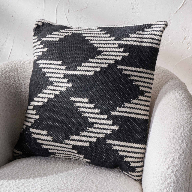 Indoor Outdoor Recycled Black Chevron Design Scatter Cushion