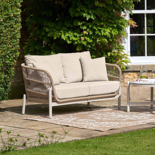 Oia Natural Woven Outdoor 2 Seater Sofa
