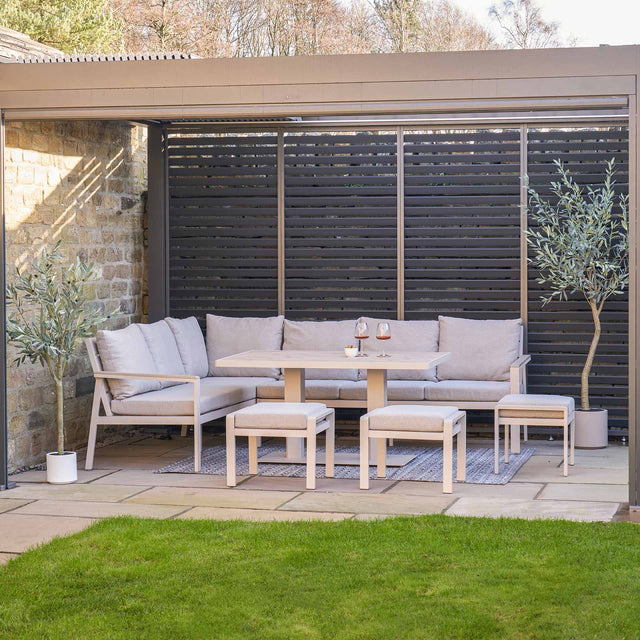 Amari Latte Outdoor Corner Seating Set with Adjustable Table