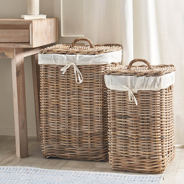 Medan Grey Kubu Lined Baskets S/2