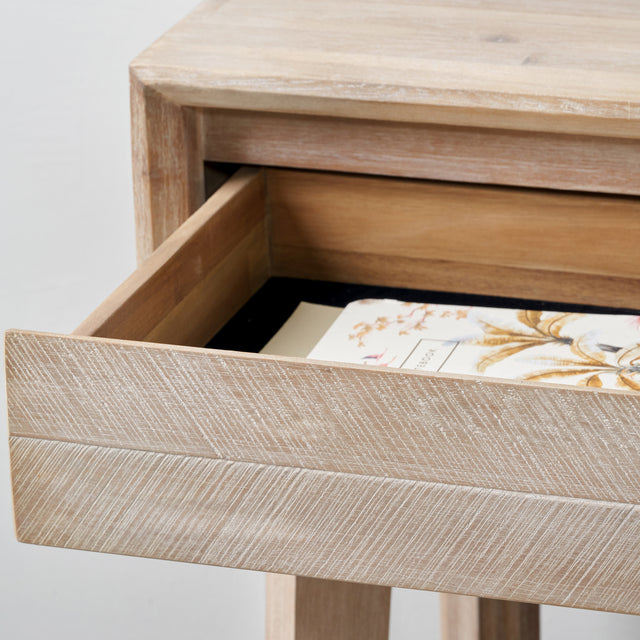 Herning Sand Wash Acacia Wood 1 Drawer Bedside Table Set Of 2