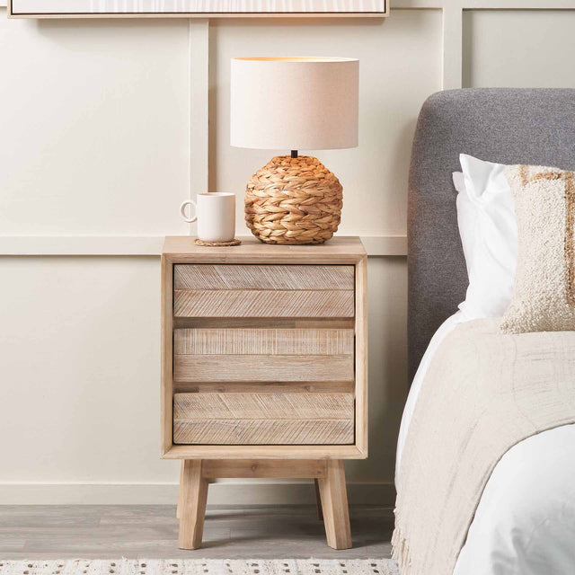 Herning Sand Wash Acacia Wood 3 Drawer Bedside Unit