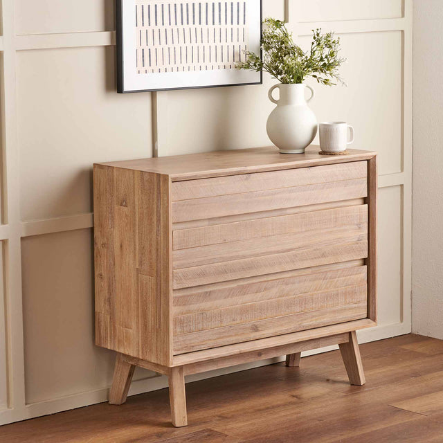 Herning Sand Wash Acacia Wood Chest Of Drawers | Ruma