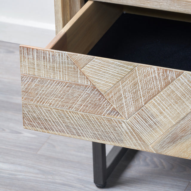 Renzo Acacia Wood Bedside Table Set Of 2