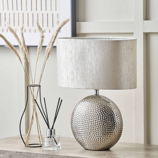 Morgan Silver Textured Ceramic Table Lamp