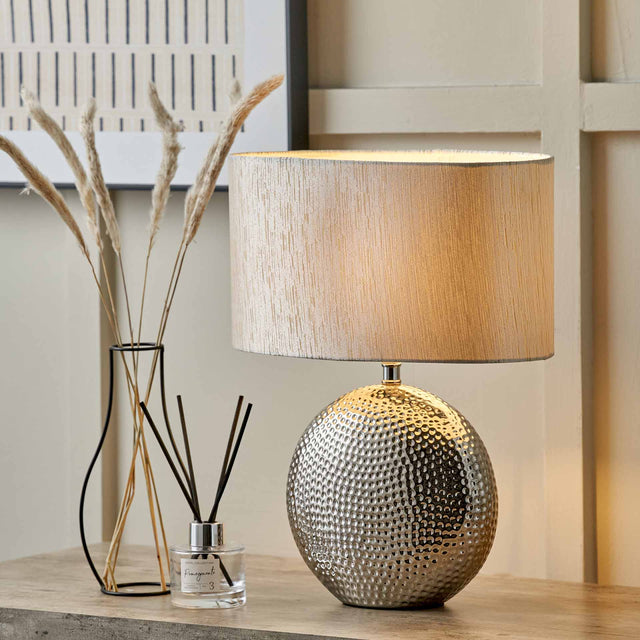Morgan Silver Textured Ceramic Table Lamp