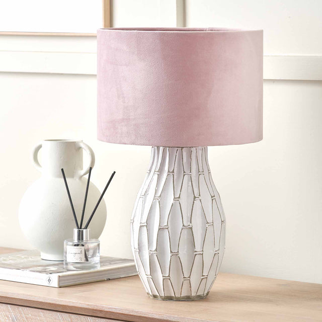 Lloyd Geometric White Stoneware Table Lamp Base