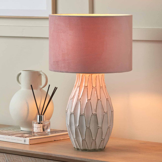 Lloyd Geometric White Stoneware Table Lamp Base