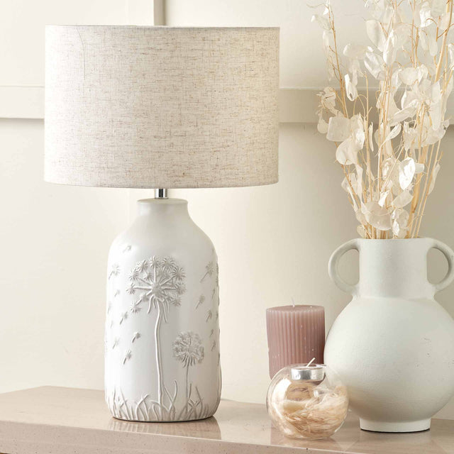 Dandelion White Ceramic Table Lamp