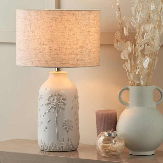 Dandelion White Ceramic Table Lamp