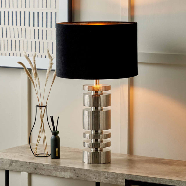 Emmett Silver Stacked Table Lamp Base