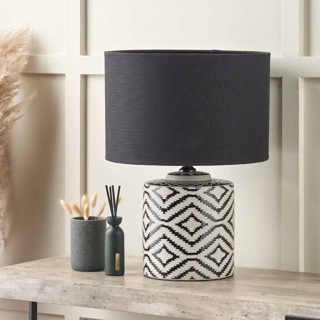 Chimalli Monochrome Ikat Ceramic Table Lamp Base