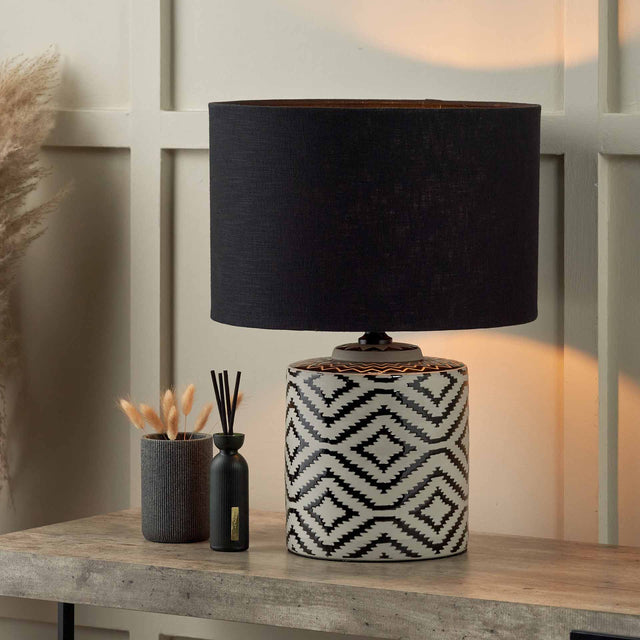 Chimalli Monochrome Ikat Ceramic Table Lamp Base