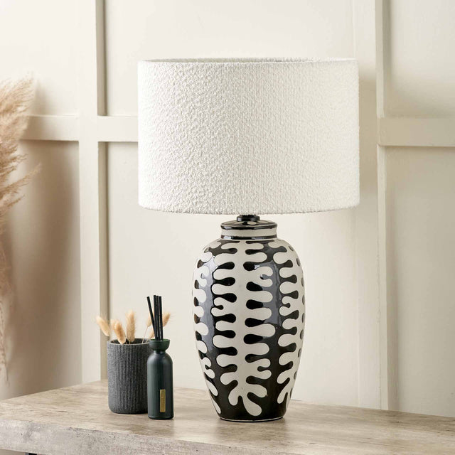 Elka Black and White Coral Ceramic Tall Table Lamp