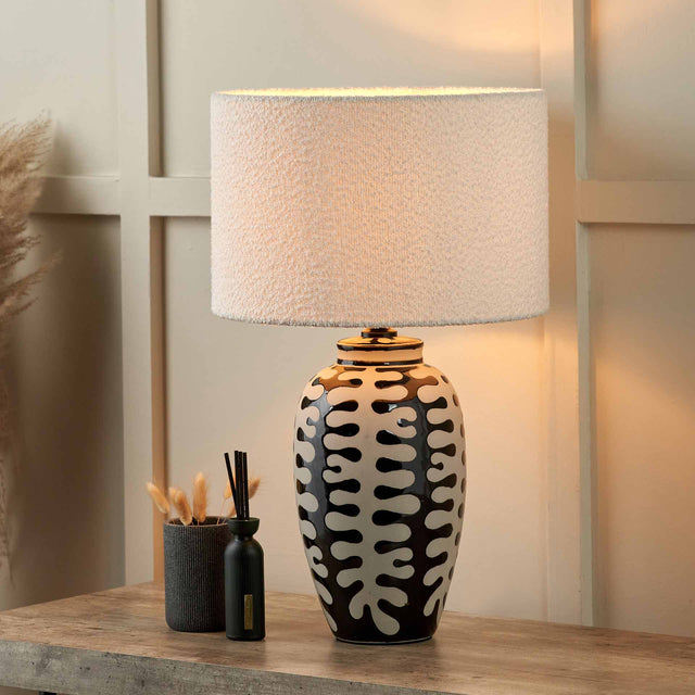Elka Black and White Coral Ceramic Tall Table Lamp