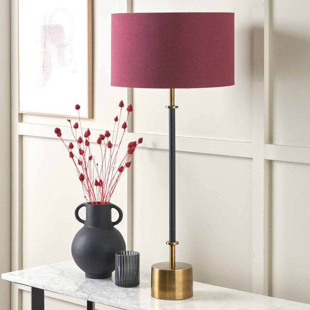 Jacques Black Croc and Antique Brass Tall Table Lamp Base