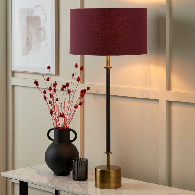 Jacques Black Croc and Antique Brass Tall Table Lamp Base