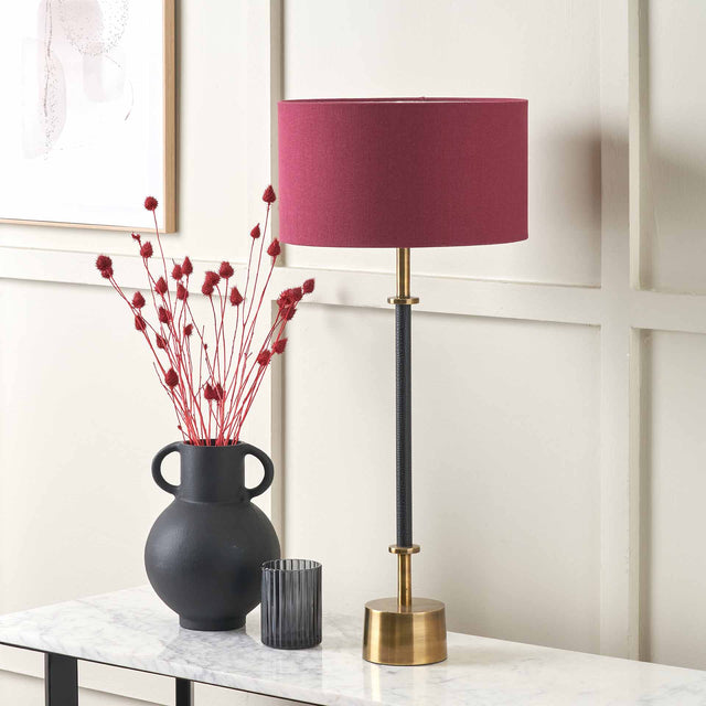 Jacques Black Croc and Antique Brass Table Lamp Base