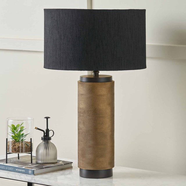 Atticus Brass and Black Textured Table Lamp Base