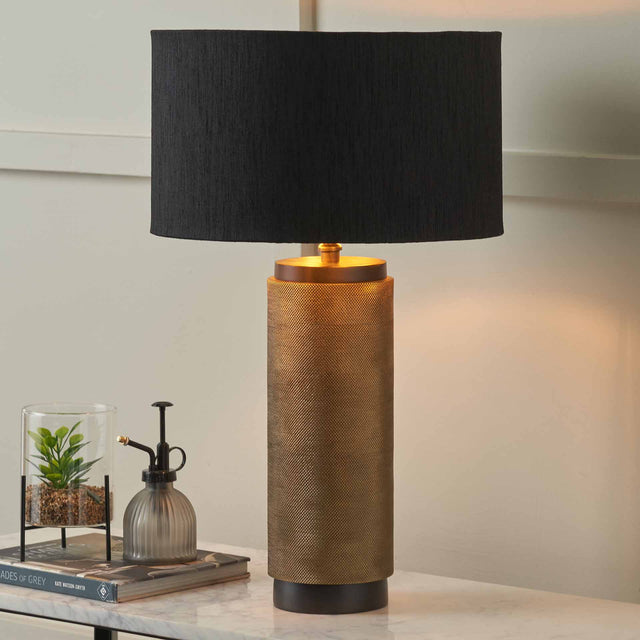 Atticus Brass and Black Textured Table Lamp Base