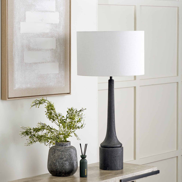 Novato Black Wood Table Lamp Base