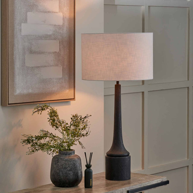 Novato Black Wood Table Lamp Base