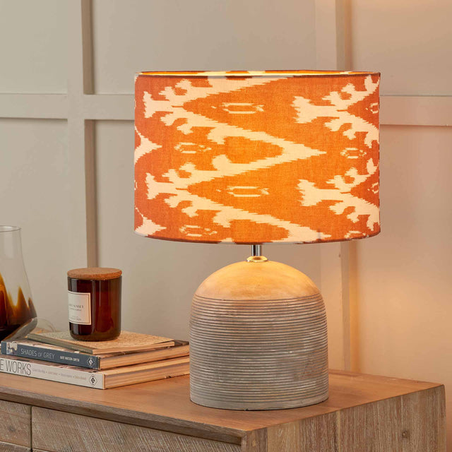 Marbois Grey Engraved Wood Dome Table Lamp Base