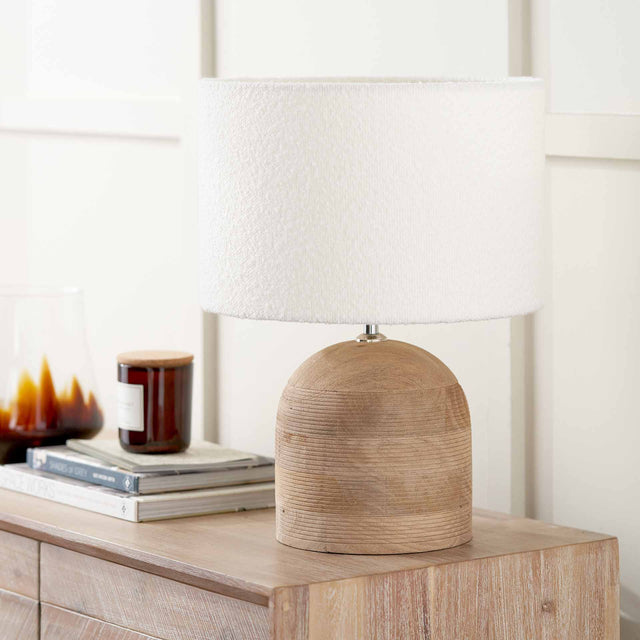 Marbois Natural Engraved Wood Dome Table Lamp Base