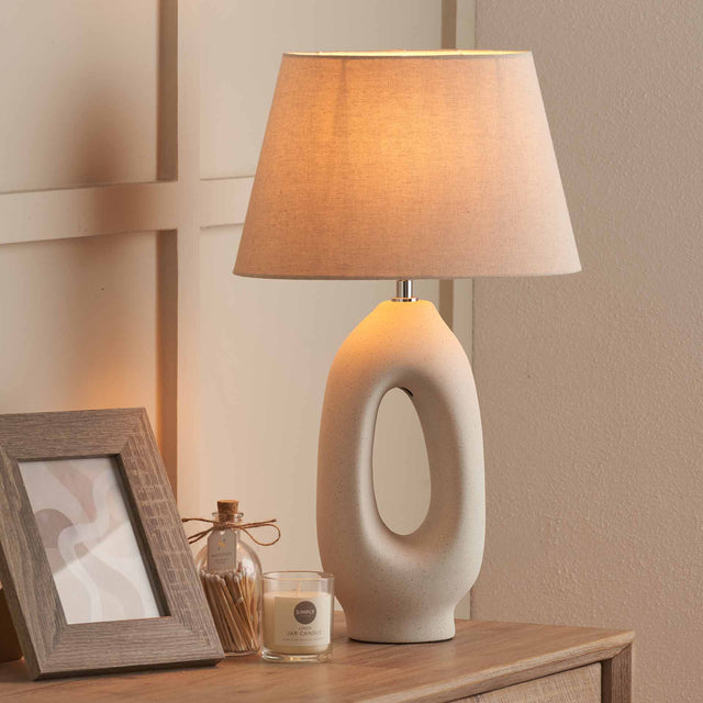 Aila Natural Tall Elipse Ceramic Table Lamp