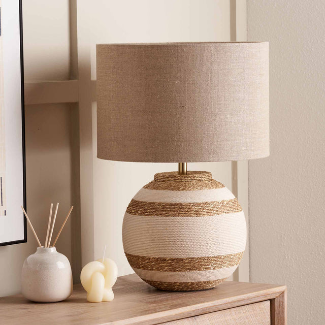 Reyna Cream Stripe Seagrass Table Lamp Base