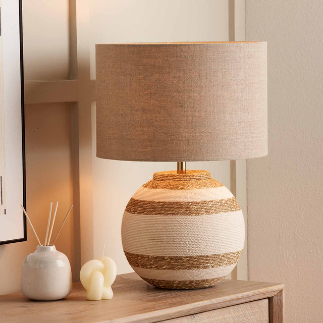 Reyna Cream Stripe Seagrass Table Lamp Base
