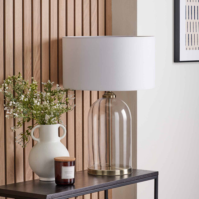 Bella Clear Glass and Antique Brass Table Lamp