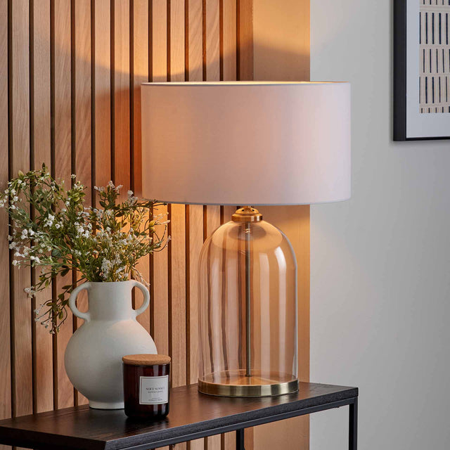 Bella Clear Glass and Antique Brass Table Lamp