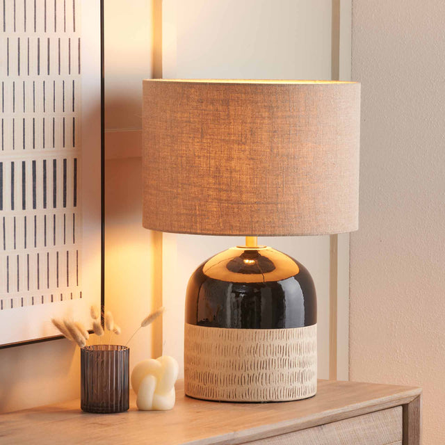 Lilith Black Stoneware Table Lamp Base