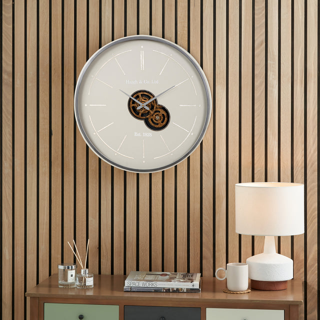 Jax Ivory and Silver Cog Wall Clock