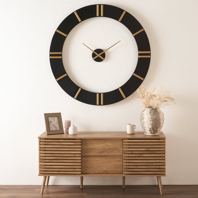 Asher Black and Gold Open Wall Clock