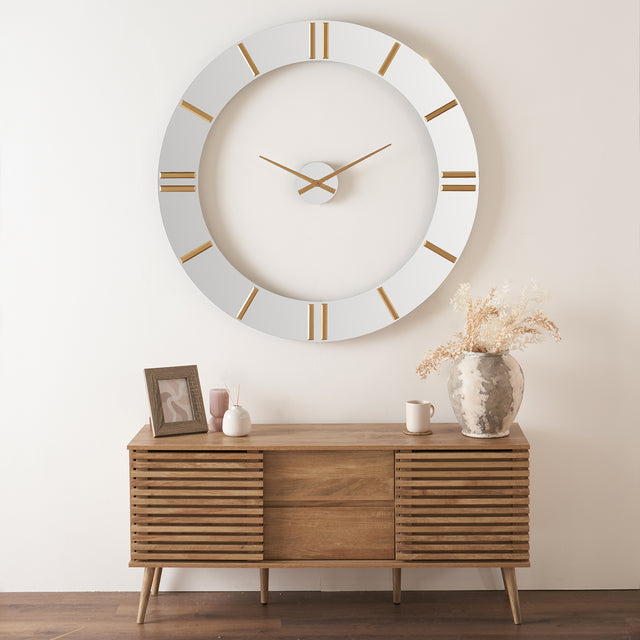 Asher Mirror and Gold Open Wall Clock