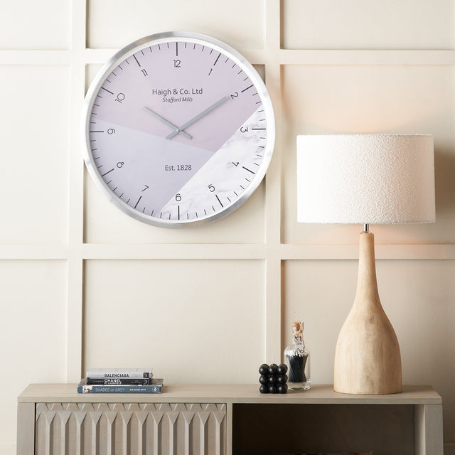 Reid Silver Metal Printed Face Wall Clock