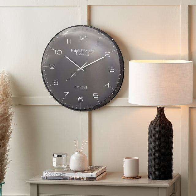 Kaci Black and Silver Dome Face Wall Clock