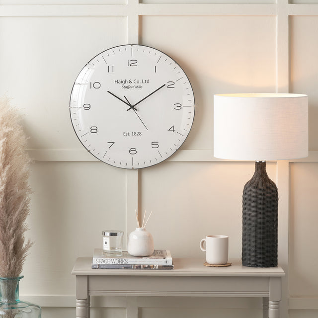 Kaci Cream and Black Dome Face Wall Clock