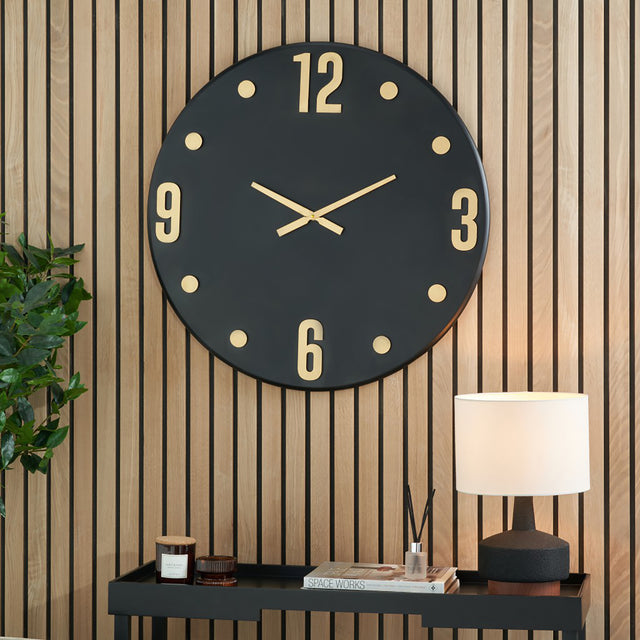 Fulton Black and Gold Retro Wall Clock