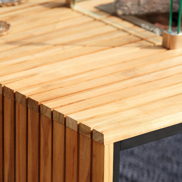 Cosibridge Teak and Black Rectangle Fire Pit Table